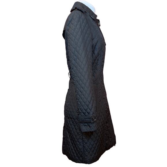 Burberry Coat Black Parka Long Diamond Quilted Puffer Jacket Nova Check US 8 - Picture 6 of 12